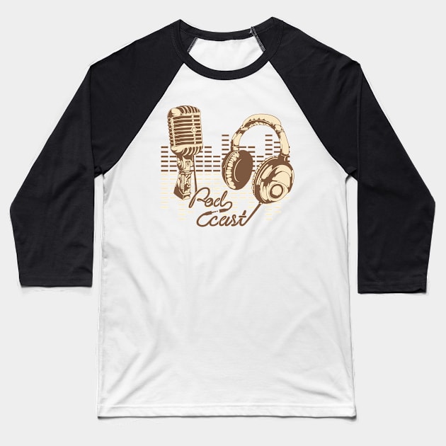 Retro Podcaster Baseball T-Shirt by The Podcast Host